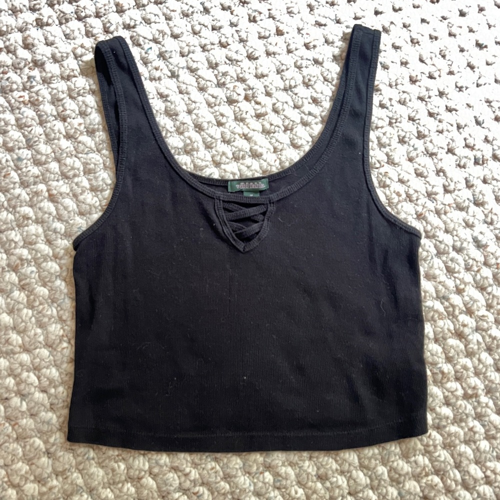 Wild Fable Black Lace-Up Crop Top